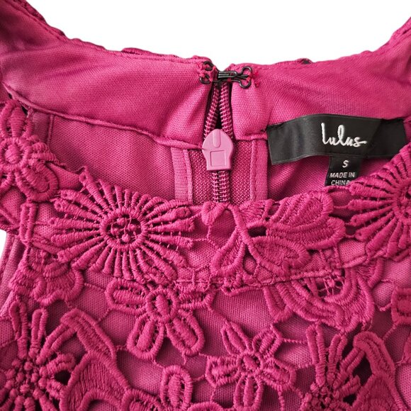 LULU'S Love Poem Magenta Lace Mini Dress- Size Small - Picture 7 of 7
